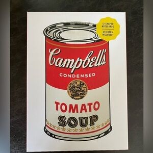 Andy Warhol shaped notecards, set of 12. NEW! Comes with stickers too.